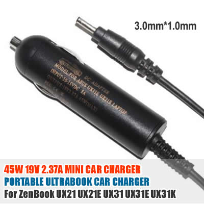 45W 19V 2.37A 3.0mm*1.0mm DC Adapter, Car Charg