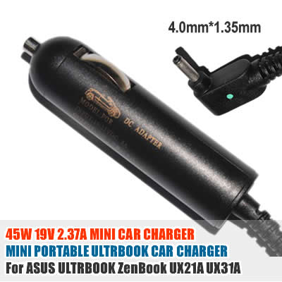  45W 19V 2.37A 4.0mm*1.35mm DC Adapter, Car Charger